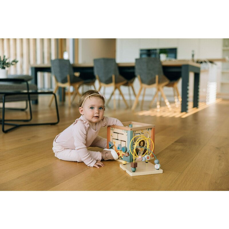 Cub mare de activitati, Free2Play, Safari, Pentru copii, Din lemn, Cu sortator de forme, Abac si alte activitati, Conform cu standardele europene EN71-1;2018, EN71-2:2020, EN71-3:2021