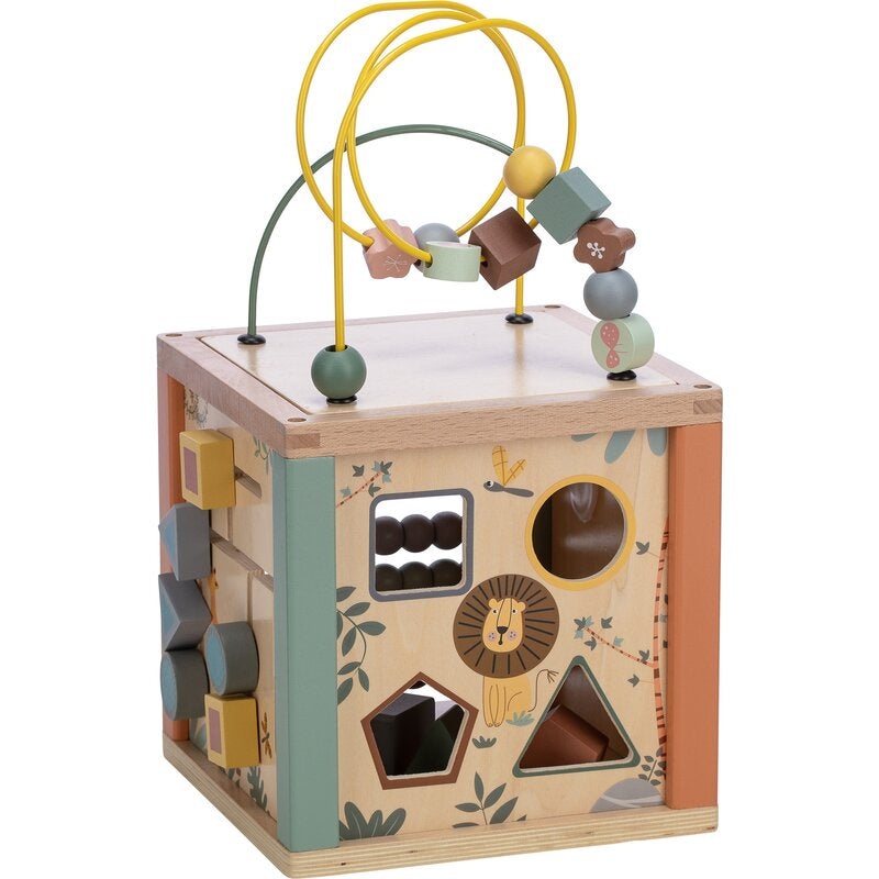 Cub mare de activitati, Free2Play, Safari, Pentru copii, Din lemn, Cu sortator de forme, Abac si alte activitati, Conform cu standardele europene EN71-1;2018, EN71-2:2020, EN71-3:2021