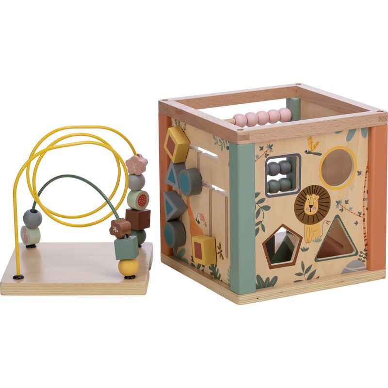 Cub mare de activitati, Free2Play, Safari, Pentru copii, Din lemn, Cu sortator de forme, Abac si alte activitati, Conform cu standardele europene EN71-1;2018, EN71-2:2020, EN71-3:2021