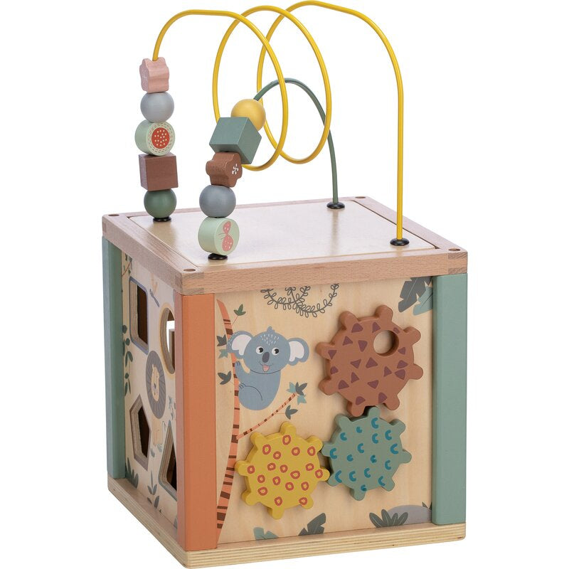 Cub mare de activitati, Free2Play, Safari, Pentru copii, Din lemn, Cu sortator de forme, Abac si alte activitati, Conform cu standardele europene EN71-1;2018, EN71-2:2020, EN71-3:2021