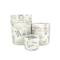 Cutie depozitare jucarii, MimiNu, Set 3 cosuri rotunde cu dimensiuni generoase pentru jucarii, Cu volanase, Dimensiuni 50x35 cm, 35x30 cm, 19x23 cm, Din bumbac certificat Oeko Tex Standard 100, Design, Zoo on Bikes Nugat