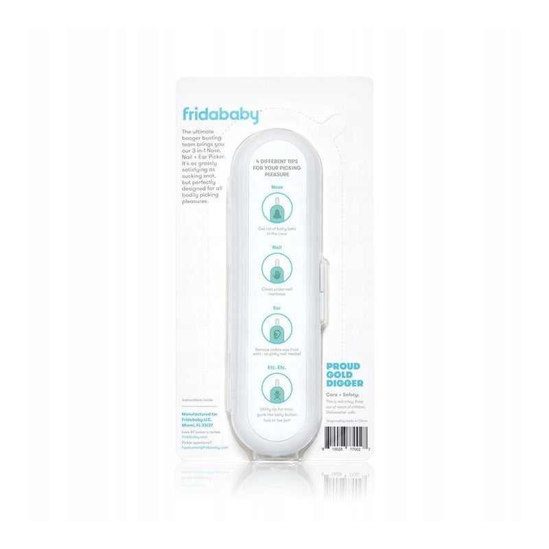 Dispozitiv de curatare, Fridababy, Multifunctional, Cu 4 capete, Pentru unghii, mucoasa nazala, urechi si alte parti ale corpului, Reutilizabil, 0 luni+