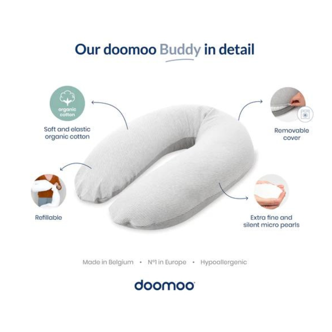 Pernă Doomoo Buddy 3în1 Bumbac Organic Bear Grey Gravide+Alaptare