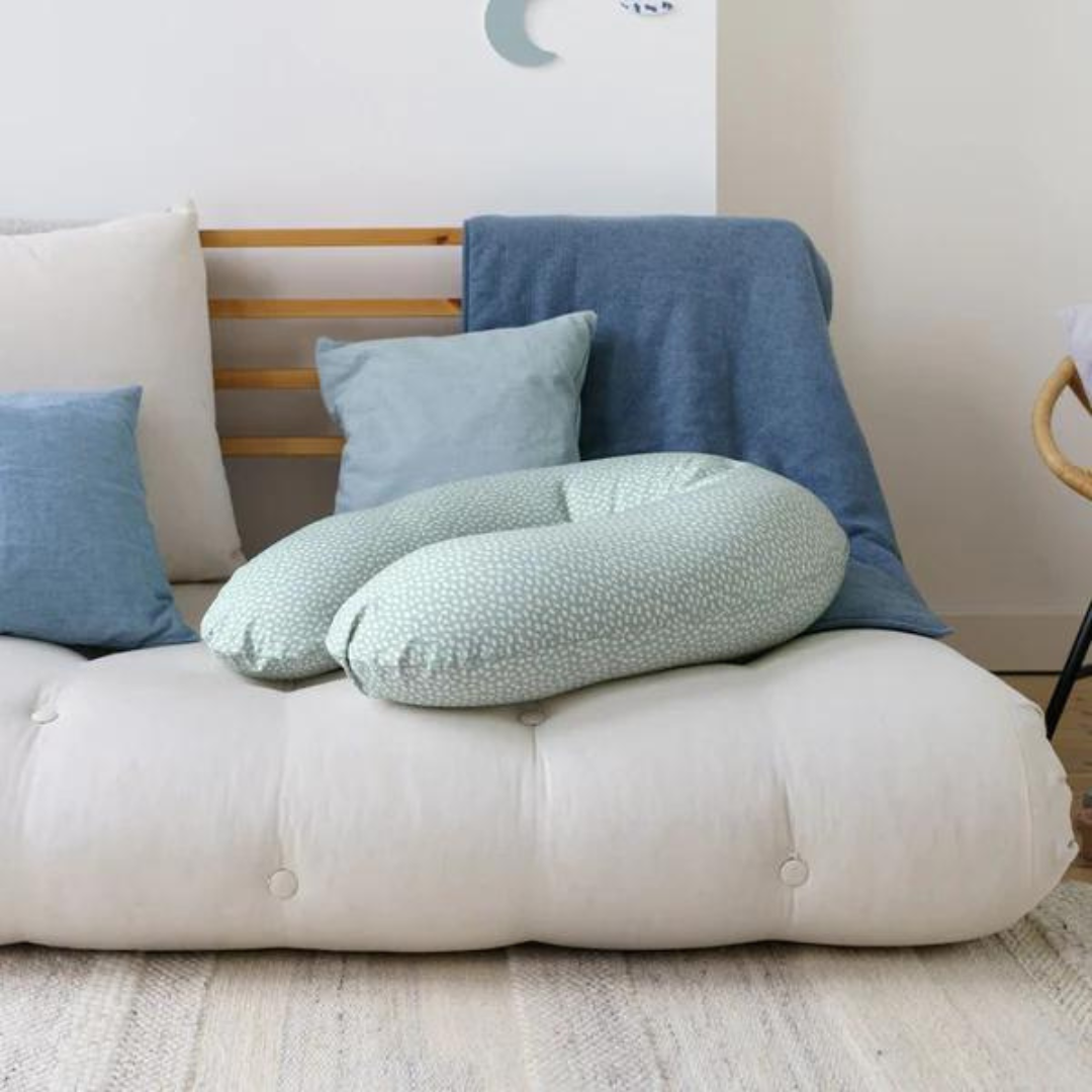 Pernă Doomoo Buddy 3în1 Bumbac Organic Cloudy Kaki Gravide+Alaptare