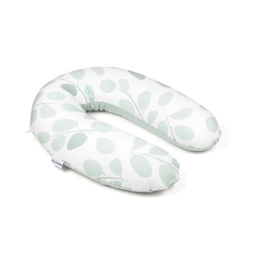 Pernă Doomoo Buddy 3în1 Bumbac Organic Leaves Aqua Green Gravide+Alaptare