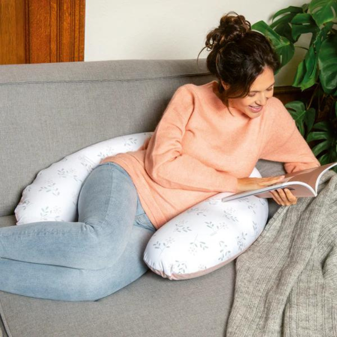 Doomoo - Perna mare pentru gravide si bebelusi 3 in 1, bumbac organic Buddy Spring Pink