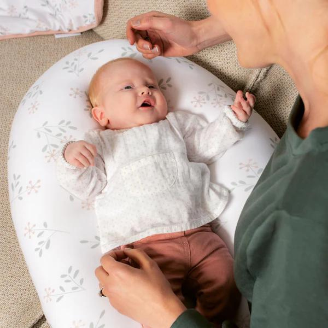 Doomoo - Perna mare pentru gravide si bebelusi 3 in 1, bumbac organic Buddy Spring Pink