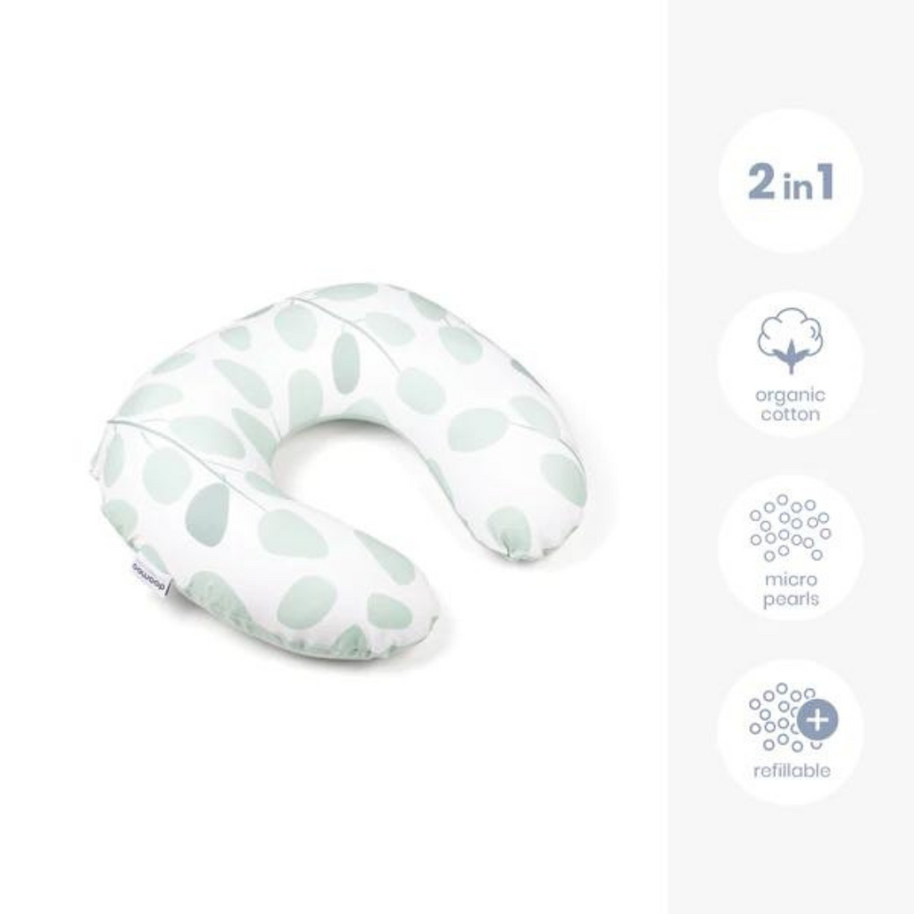 Doomoo - Perna pentru alaptat 2 in 1 Softy Leaves Aqua Green