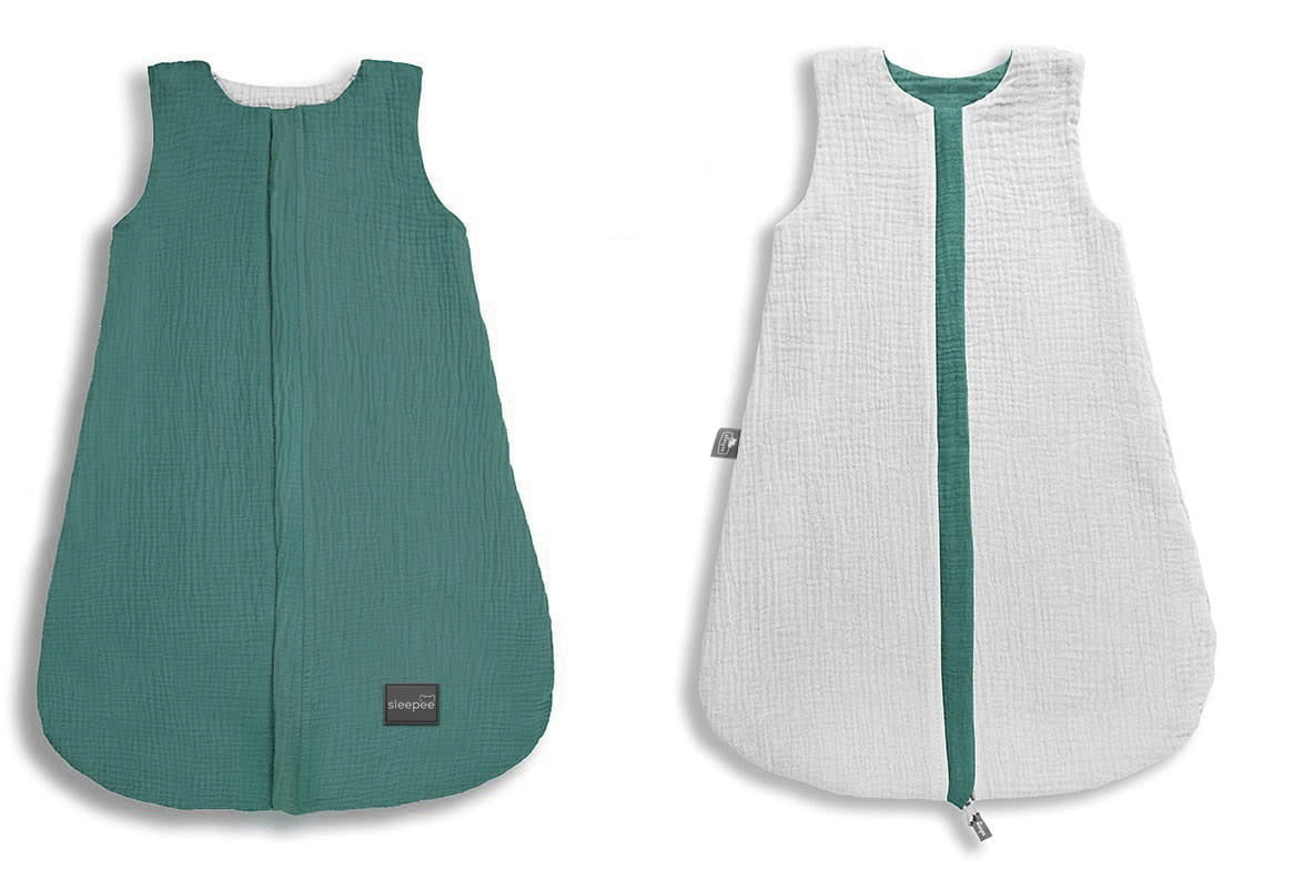 Sac de dormit muselină reversibil turcoaz Sleepee model