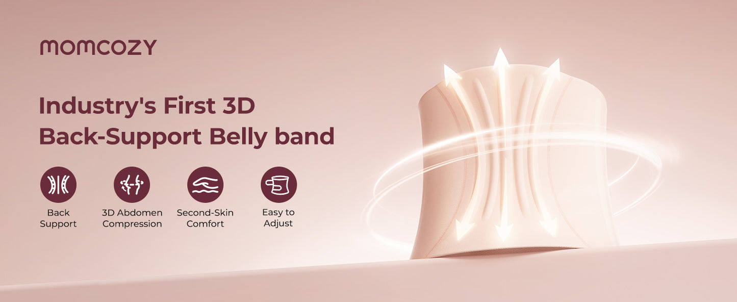 Centura Abdominala Postpartum Momcozy Ergowrap - Suport Ergonomic si Ridicare 3D Abdomen - Oyster Pink XL