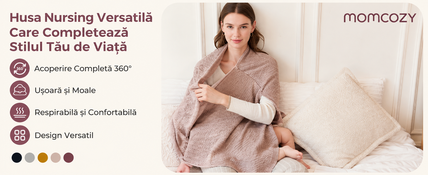Husa pentru alăptare Momcozy – Protecție pentru intimitate în timpul alăptării, material moale și respirabil, utilizare multifuncțională, portabilă, cu săculeț pentru spălare inclus