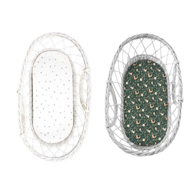 Set 2 cearsaf cu elastic pentru landou/ cosulet bebe Bumbac