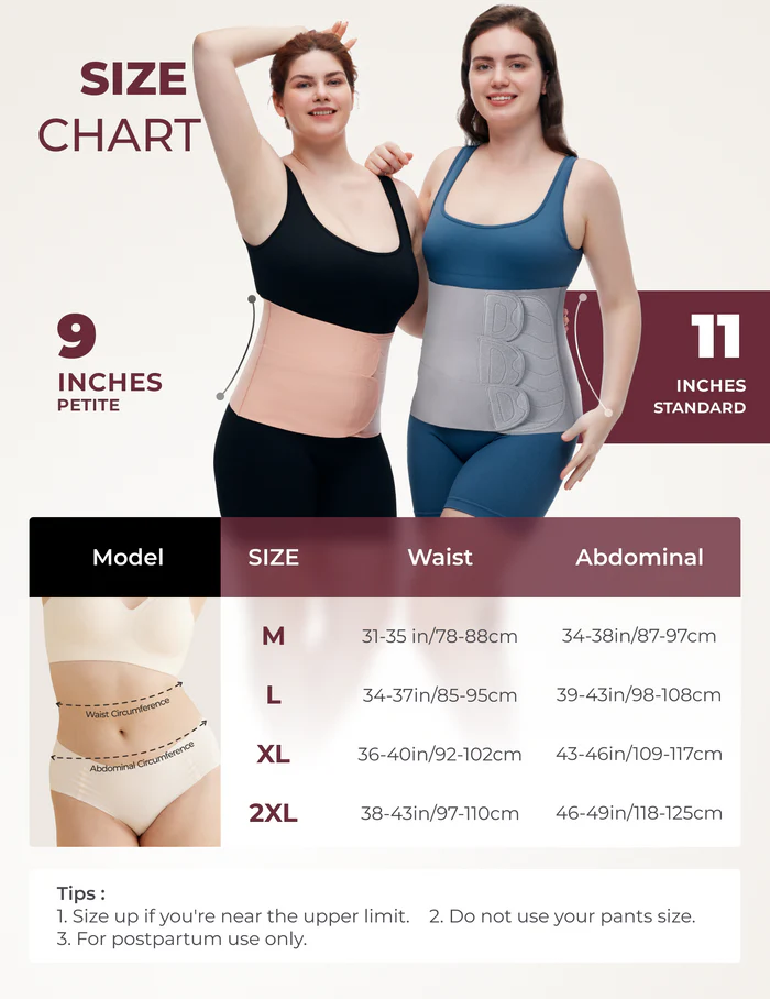 Centura abdominală postpartum pentru recuperare naturală și după cezariană cu ridicare 3D a abdomenului și suport ergonomic pentru spate Modelator pentru recuperare postoperatorie- Momcozy Ergowrap™ Postpartum Belly Band Oyster Pink marime M Petite
