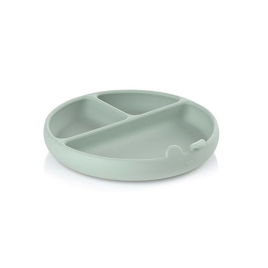Farfurie BLW, Jane, Din silicon, Cu ventuze, 17 x 17 x 4 cm, BPA Free, Mint