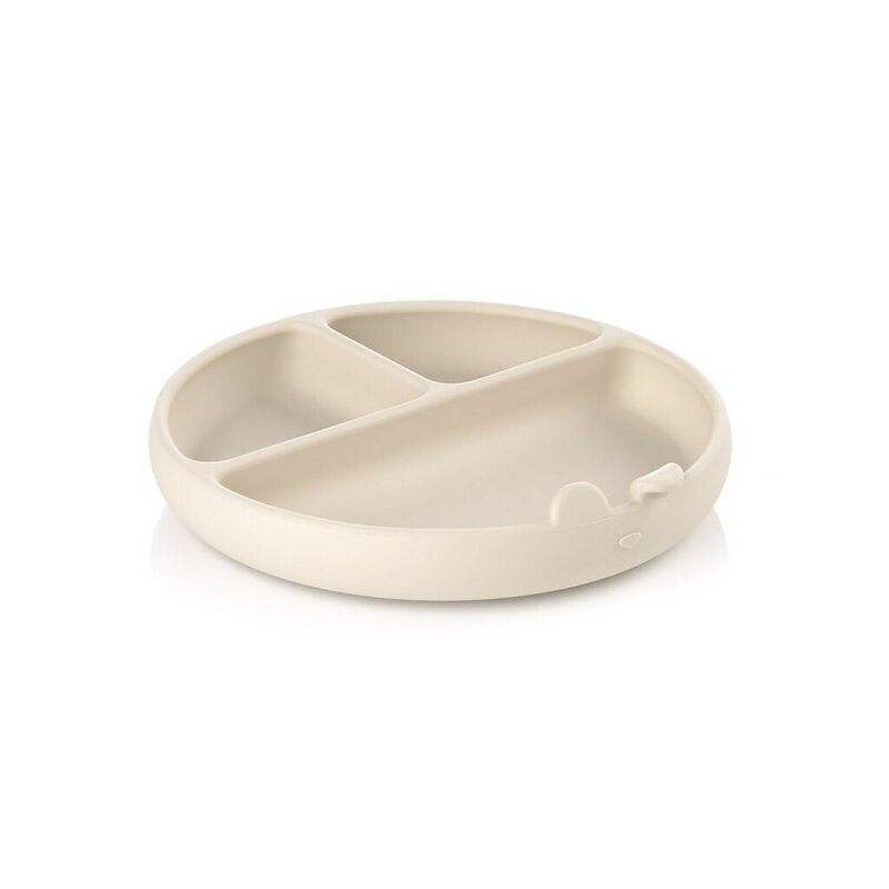 Farfurie BLW, Jane, Din silicon, Cu ventuze, 17 x 17 x 4 cm, BPA Free, Sand