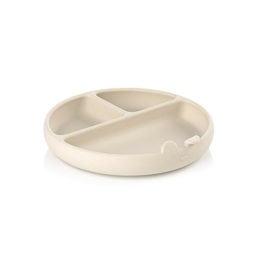 Farfurie BLW, Jane, Din silicon, Cu ventuze, 17 x 17 x 4 cm, BPA Free, Sand