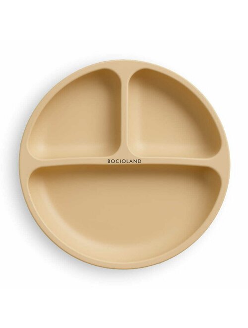Farfurie Compartimentată Bocioland Silicon 3 Compartimente Ventuze BPA Free 6-36 Luni Beige