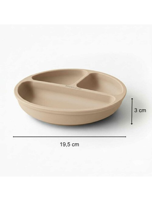 Farfurie compartimentata, Bocioland, Rotunda, Cu 3 compartimente, Fara BPA, 6-36 luni, Beige