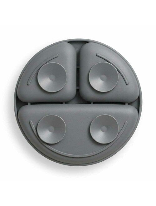 Farfurie Compartimentată Bocioland Silicon 3 Compartimente Ventuze BPA Free 6-36 Luni Dark Grey