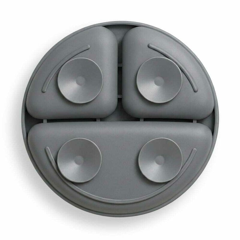 Farfurie compartimentata, Bocioland, Rotunda, Cu 3 compartimente, Fara BPA, 6-36 luni, Dark grey