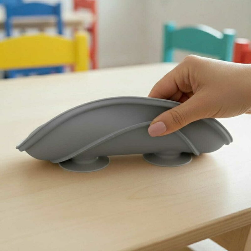 Farfurie compartimentata, Bocioland, Rotunda, Cu 3 compartimente, Fara BPA, 6-36 luni, Dark grey