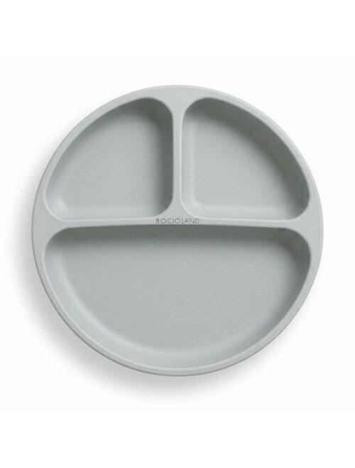 Farfurie Compartimentată Bocioland Silicon 3 Compartimente Ventuze BPA Free 6-36 Luni Gray