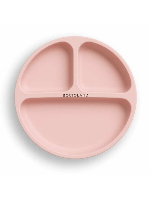 Farfurie Compartimentată Bocioland Silicon 3 Compartimente Ventuze BPA Free 6-36 Luni Pink