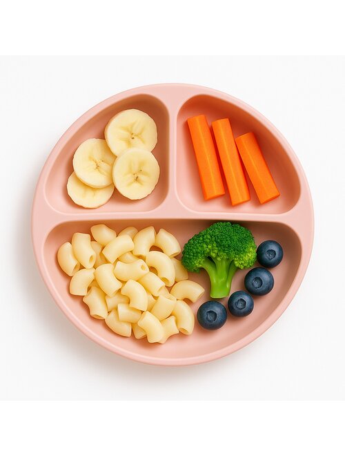 Farfurie Compartimentată Bocioland Silicon 3 Compartimente Ventuze BPA Free 6-36 Luni Pink