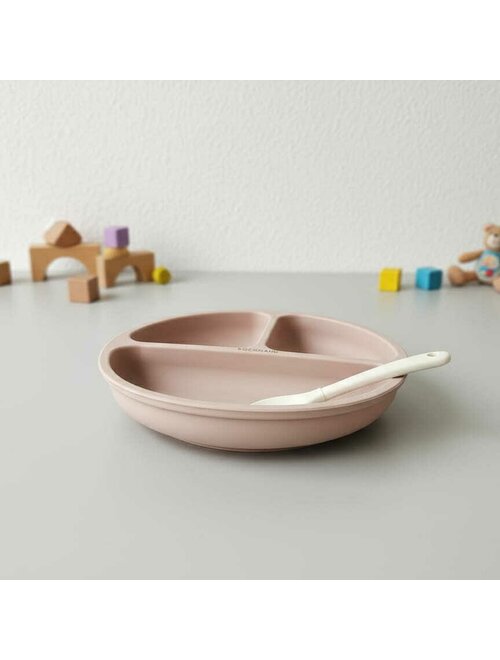 Farfurie Compartimentată Bocioland Silicon 3 Compartimente Ventuze BPA Free 6-36 Luni Pink