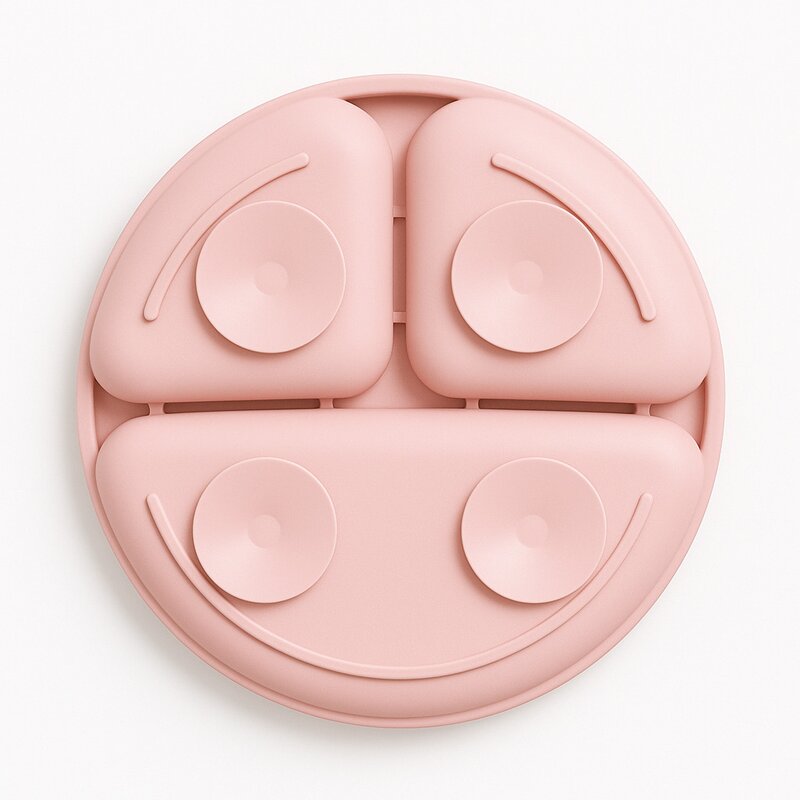 Farfurie compartimentata, Bocioland, Rotunda, Cu 3 compartimente, Fara BPA, 6-36 luni, Pink