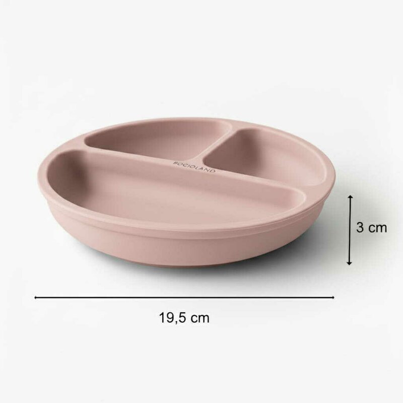 Farfurie compartimentata, Bocioland, Rotunda, Cu 3 compartimente, Fara BPA, 6-36 luni, Pink