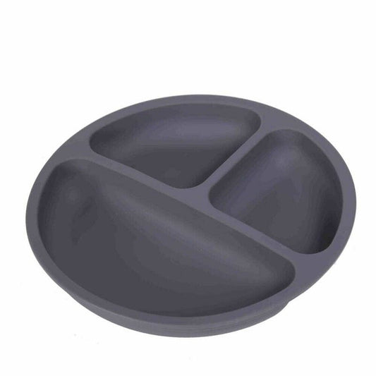 Farfurie compartimentata, Bocioland, Rotunda, Cu 3 compartimente, Silicon, Fara BPA, 6-36 luni, Antracite