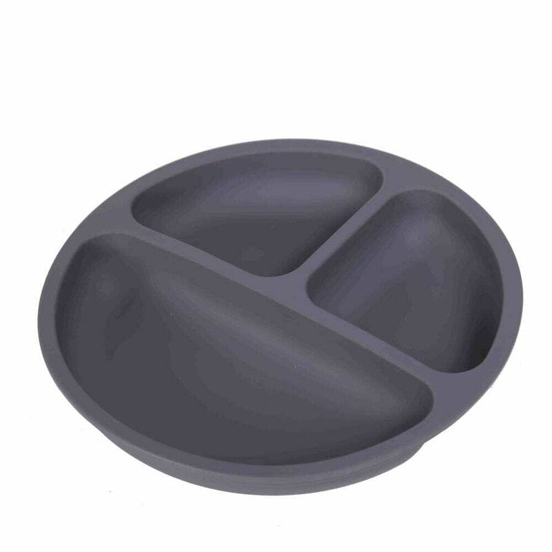 Farfurie compartimentata, Bocioland, Rotunda, Cu 3 compartimente, Silicon, Fara BPA, 6-36 luni, Antracite