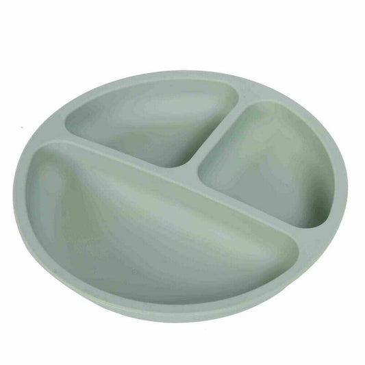 Farfurie compartimentata, Bocioland, Rotunda, Cu 3 compartimente, Silicon, Fara BPA, 6-36 luni, Green