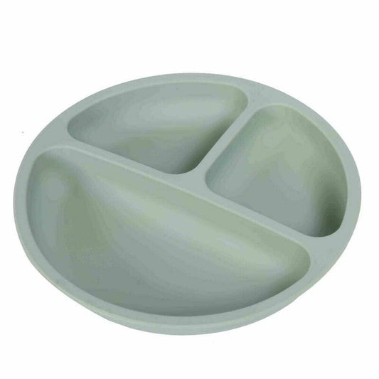 Farfurie compartimentata, Bocioland, Rotunda, Cu 3 compartimente, Silicon, Fara BPA, 6-36 luni, Green