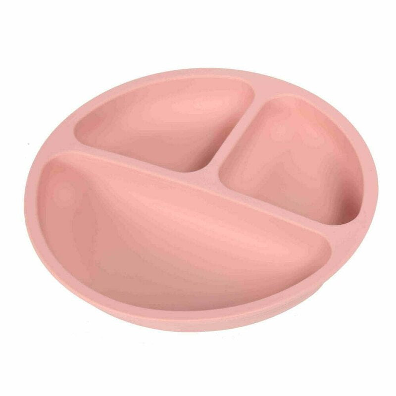 Farfurie compartimentata, Bocioland, Rotunda, Cu 3 compartimente, Silicon, Fara BPA, 6-36 luni, Pink