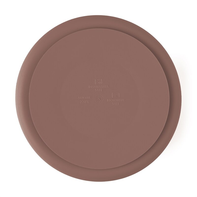 Farfurie compartimentata, Petite&Mars, Take&Match, Din silicon, Rotunda, Cu ventuza si 3 compartimente, Adecvata pentru masina de spalat vase si microunde, Nu absoarbe mirosuri, Fara BPA, 500 ml, 6 luni+, Velvet Latte, Maro pudrat