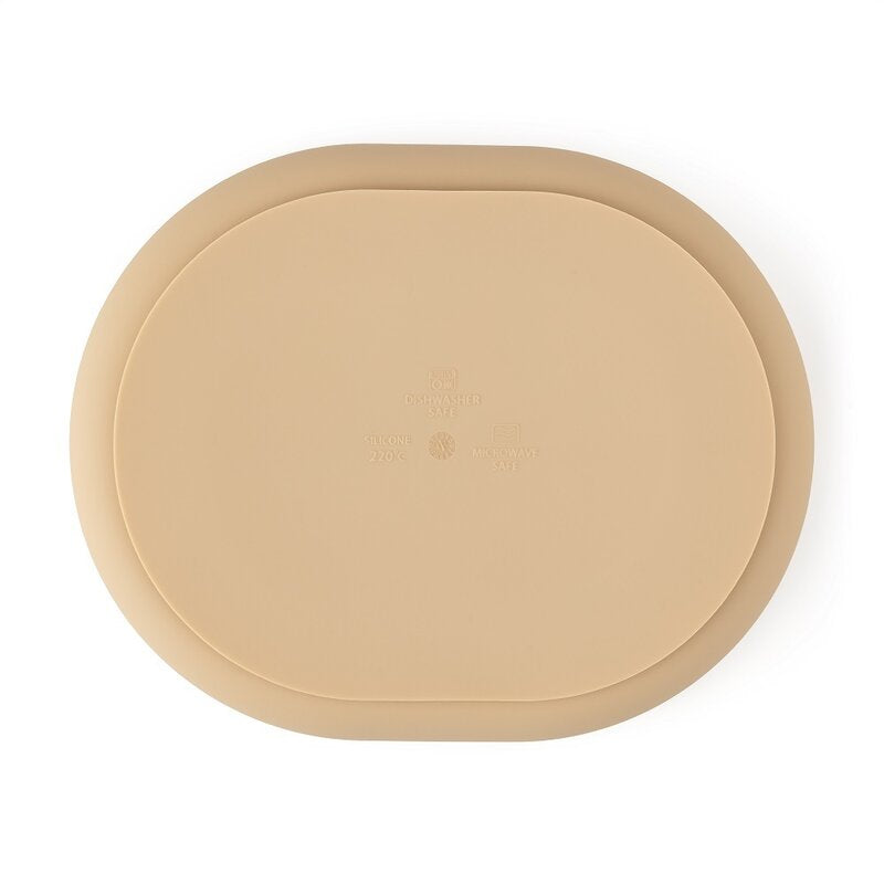 Farfurie compartimentata, Petite&Mars, Take&Match, Ovala, Cu ventuza si 3 compartimente, Silicon, Fara BPA, 630 ml, 6 luni+, Bej