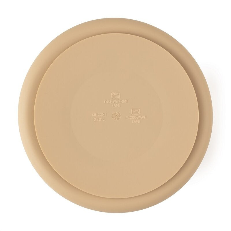 Farfurie compartimentata, Petite&Mars, Take&Match, Rotunda, Cu ventuza si 3 compartimente, Silicon, Fara BPA, 500 ml, 6 luni+, Bej