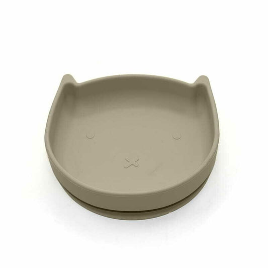Farfurie in forma de pisicuta, Bocioland, Cu ventuze, Silicon, Fara BPA, 6-36 luni, Dark Beige