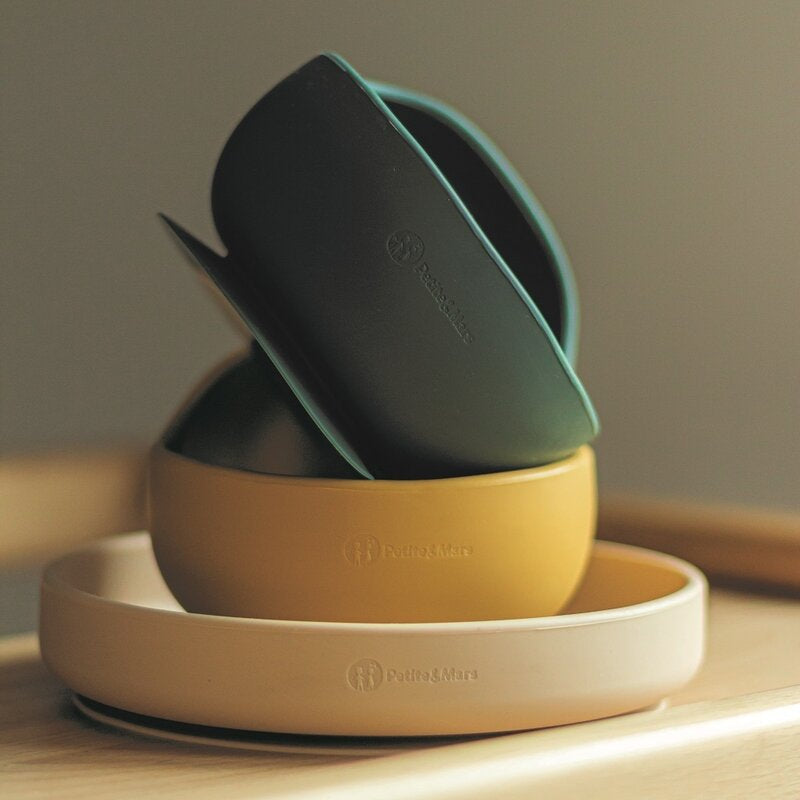 Farfurie, Petite&Mars, Take&Match, Din silicon, Cu ventuza, Fara BPA, 6 luni+, 400 ml, Bej