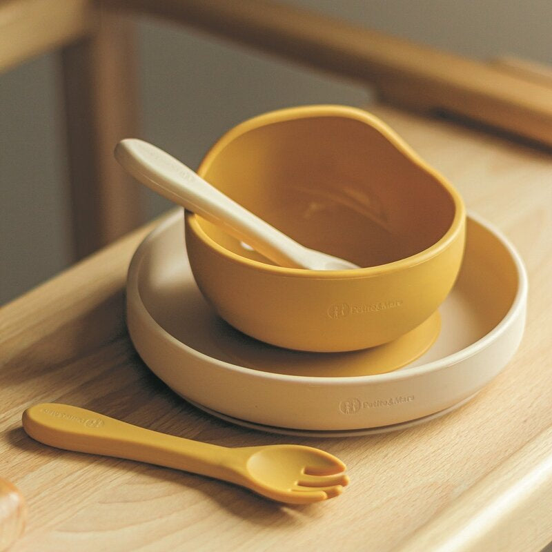 Farfurie, Petite&Mars, Take&Match, Din silicon, Cu ventuza, Fara BPA, 6 luni+, 400 ml, Bej