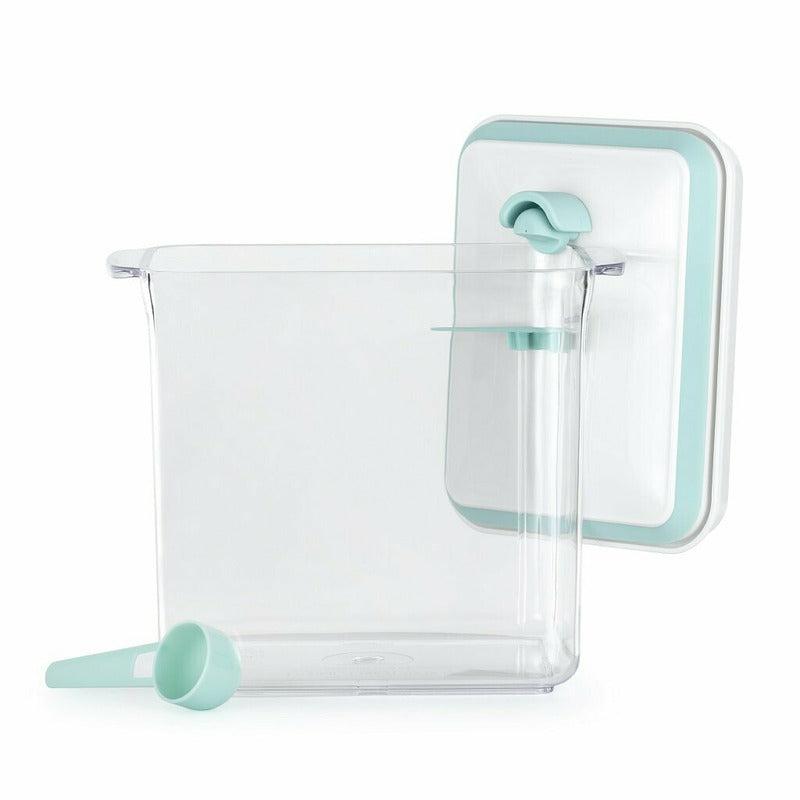 Recipient depozitare lapte praf, Feedo, 1700 ml, Capac etans, Din plastic, Fara BPA, Turcoaz