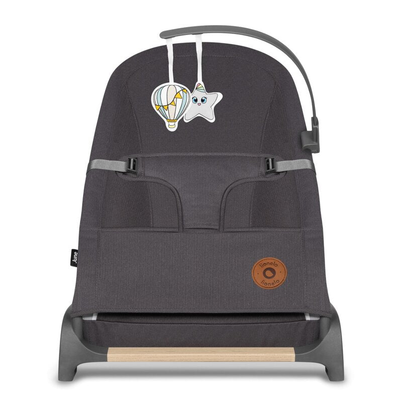 Fotoliu balansoar, Lionelo, June, Cu arcada cu jucarii, Ergonomic, Balansare manuala, Pliabil, 0 luni+, Gri