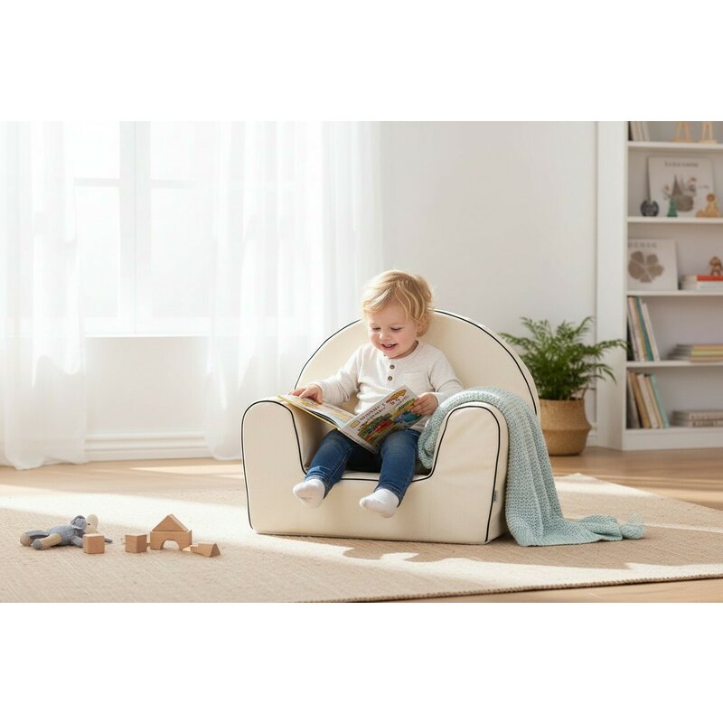 Fotoliu din burete, Bubaba, Bunny, Pentru copii, 9 luni-5 ani, White