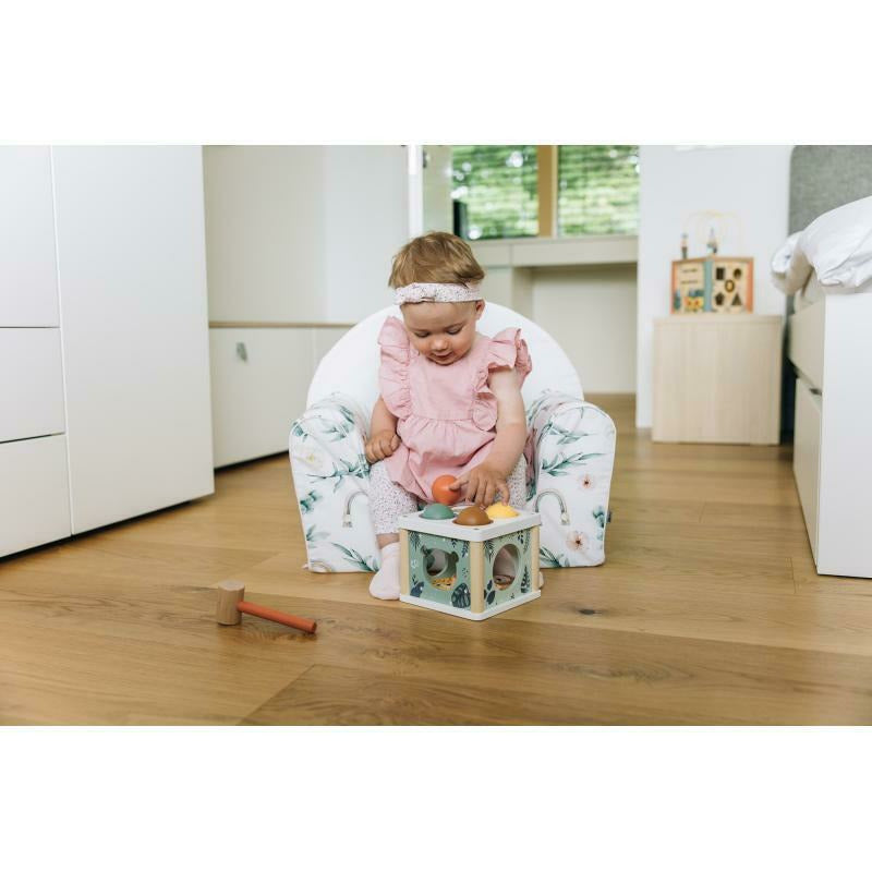 Fotoliu din burete, Bubaba, Pentru copii Yellow Hearts, 9 luni - 5 ani, Cu Husa detasabila