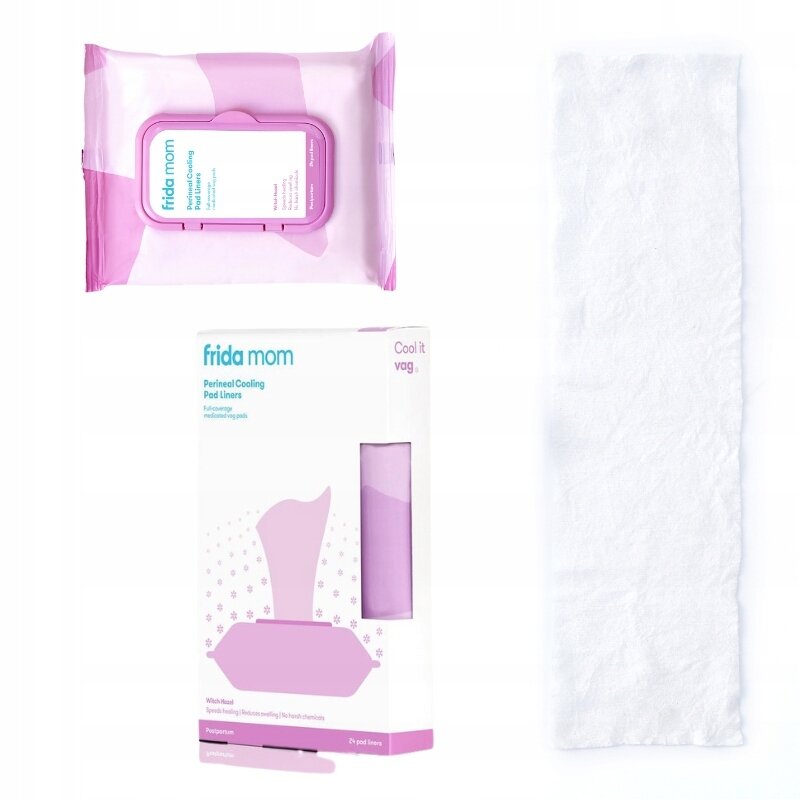 Set 24 servetele umede perineale, Frida Mom, Cu efect de calmare, Pentru perioada postpartum, Vindeca si curata zona intima, Fara ingrediente chimice, Alb