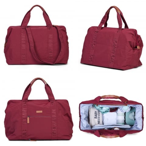 Geanta de infasat Childhome Mommy Bag Signature Urban Burgundy