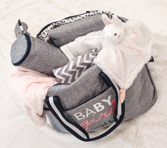 Geantă Duffle Baby On Board Baby Girl - Design Roz pentru Fetițe