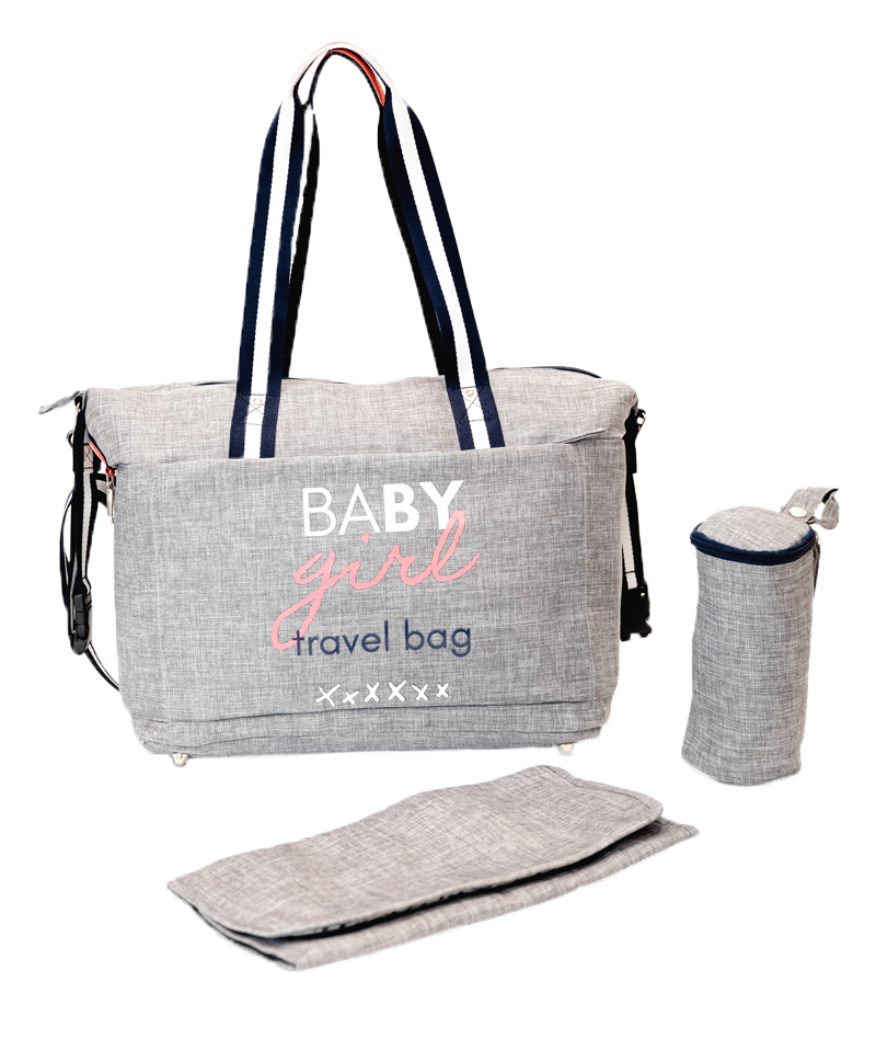 Geantă Duffle Baby On Board Baby Girl - Design Roz pentru Fetițe